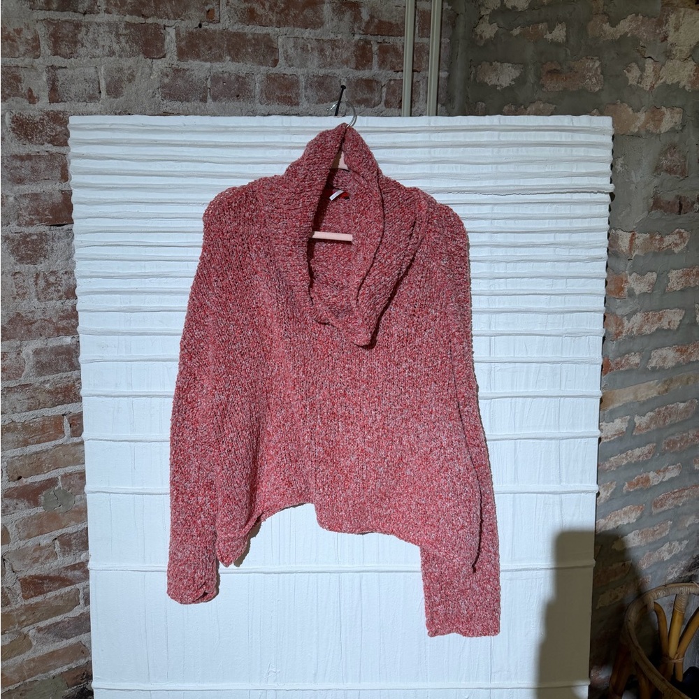 Free People Marled Red Cowl Neck Sweater